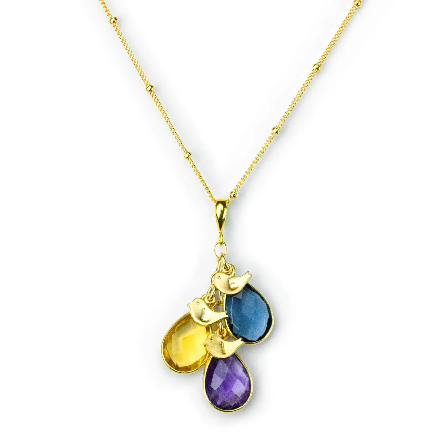 Christmas Gift for Mom: Birthstone Initial Cascade Necklace