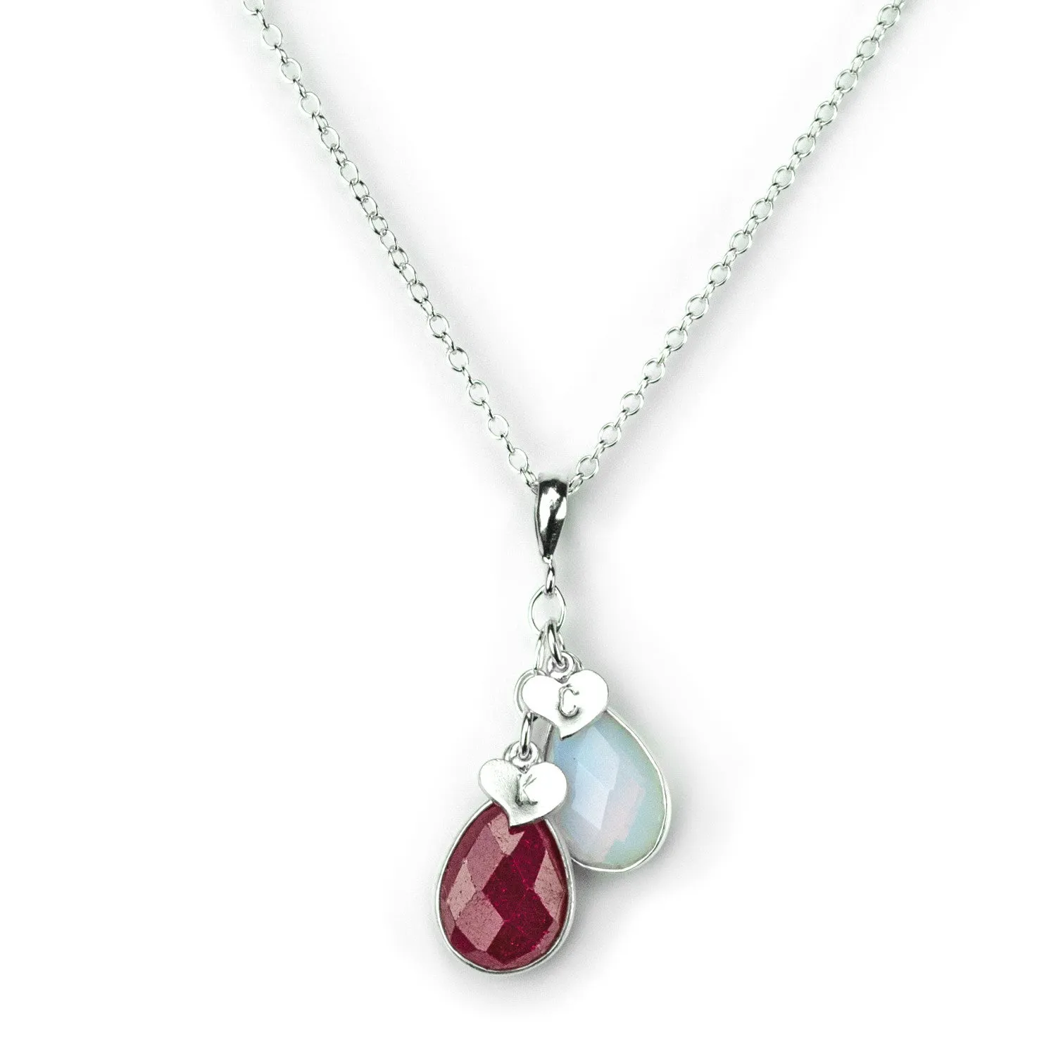 Christmas Gift for Mom: Birthstone Initial Cascade Necklace