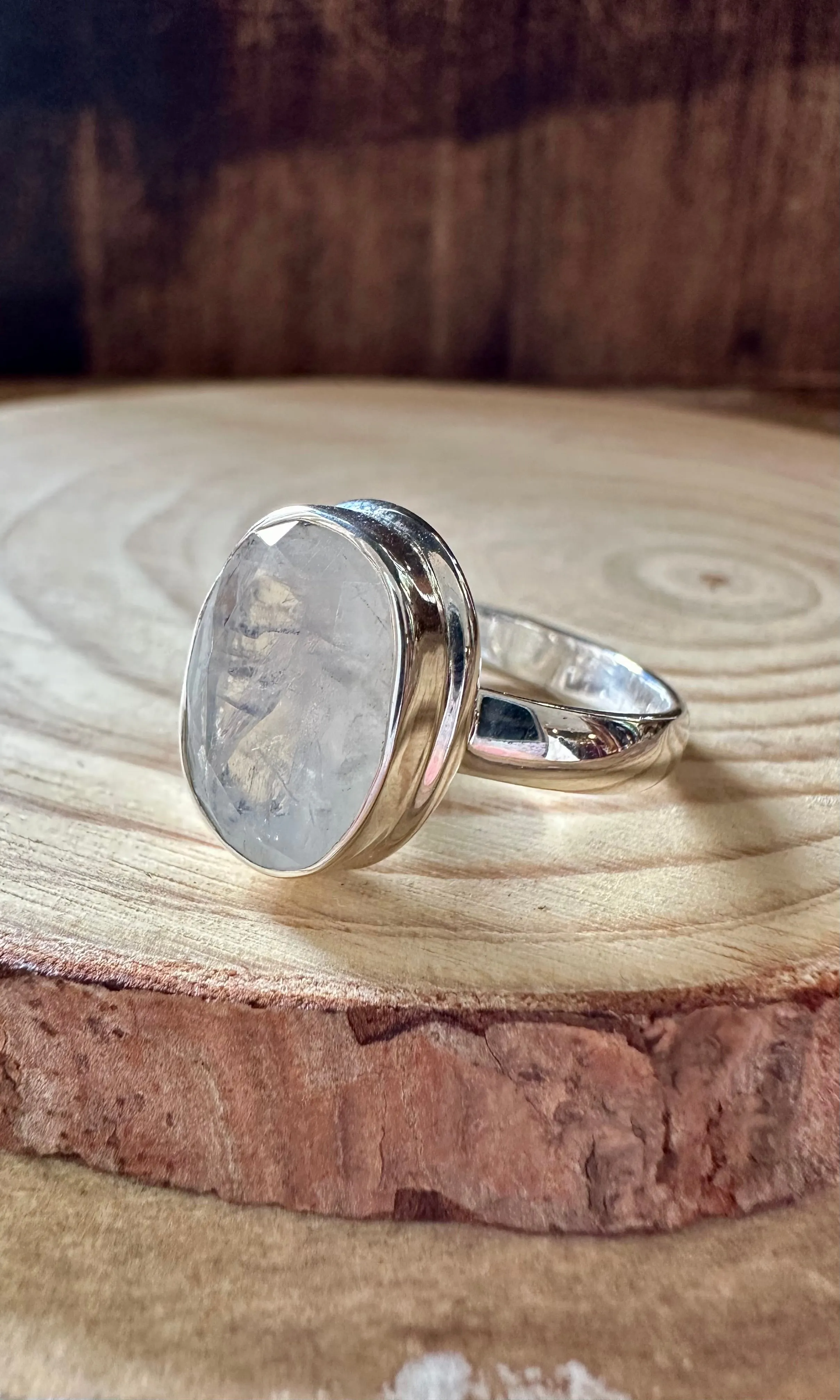 CLARITY MOONSTONE Sterling Silver Ring • Size 8