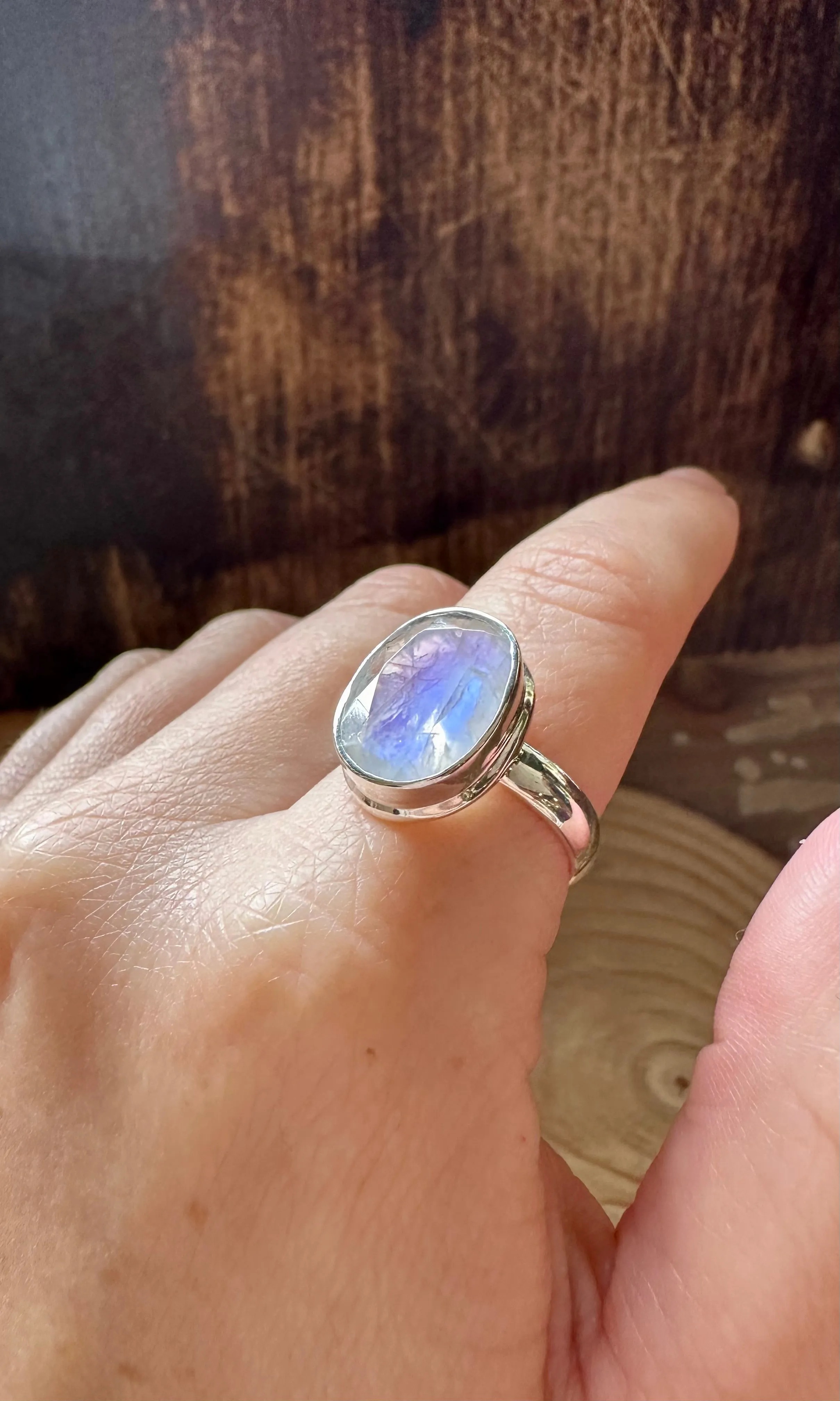 CLARITY MOONSTONE Sterling Silver Ring • Size 8