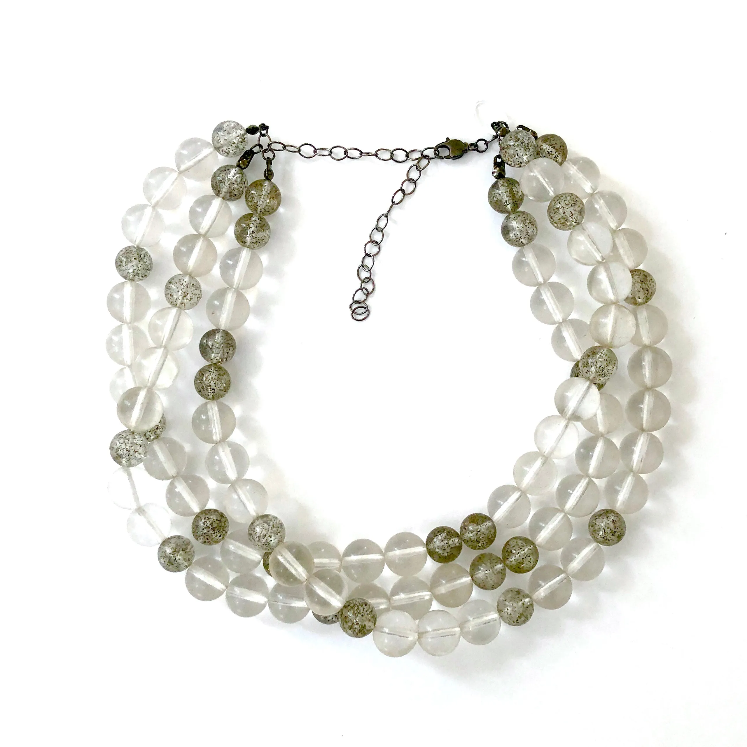 Clear Transparent Glitter Speckled Beaded Morgan Necklace