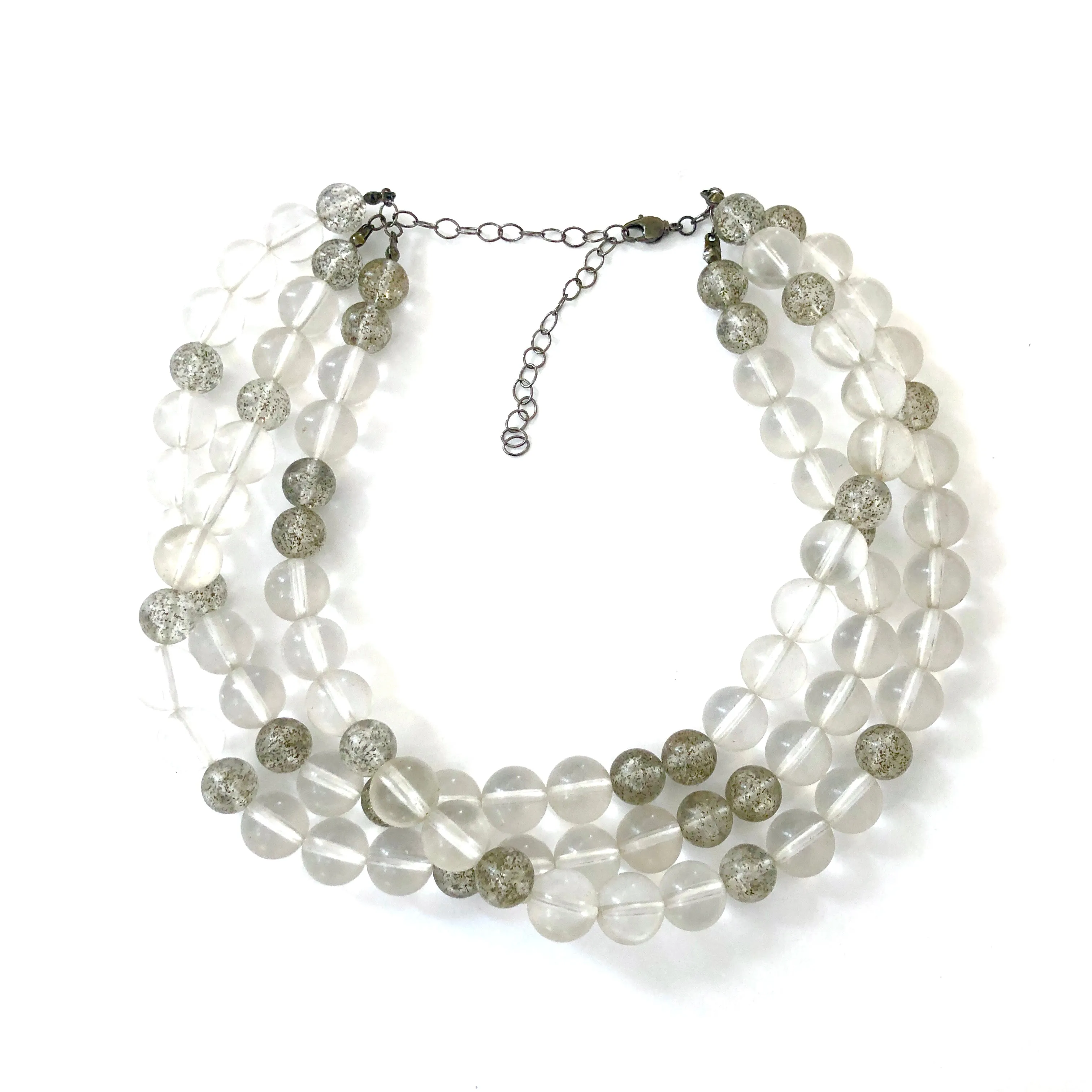 Clear Transparent Glitter Speckled Beaded Morgan Necklace