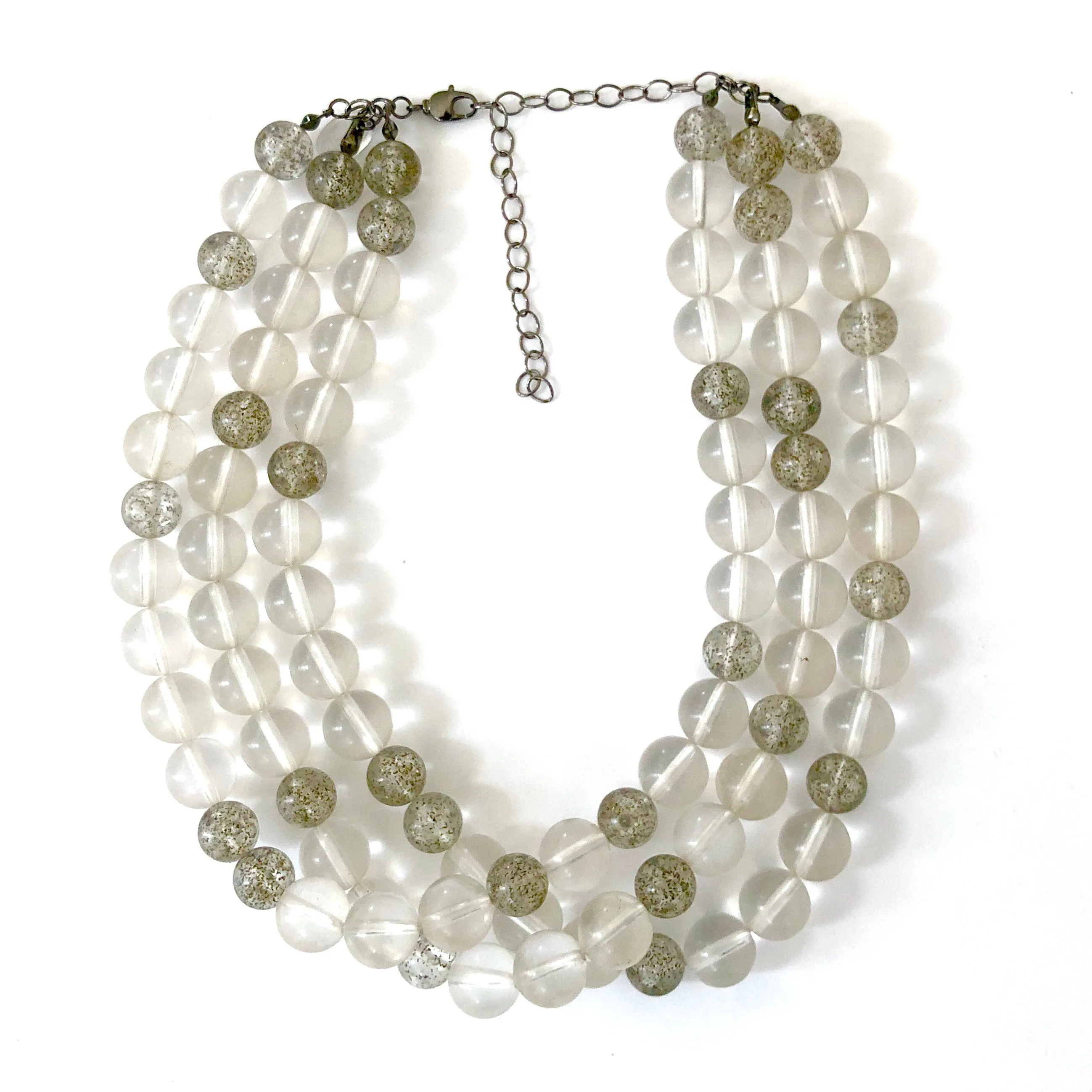 Clear Transparent Glitter Speckled Beaded Morgan Necklace