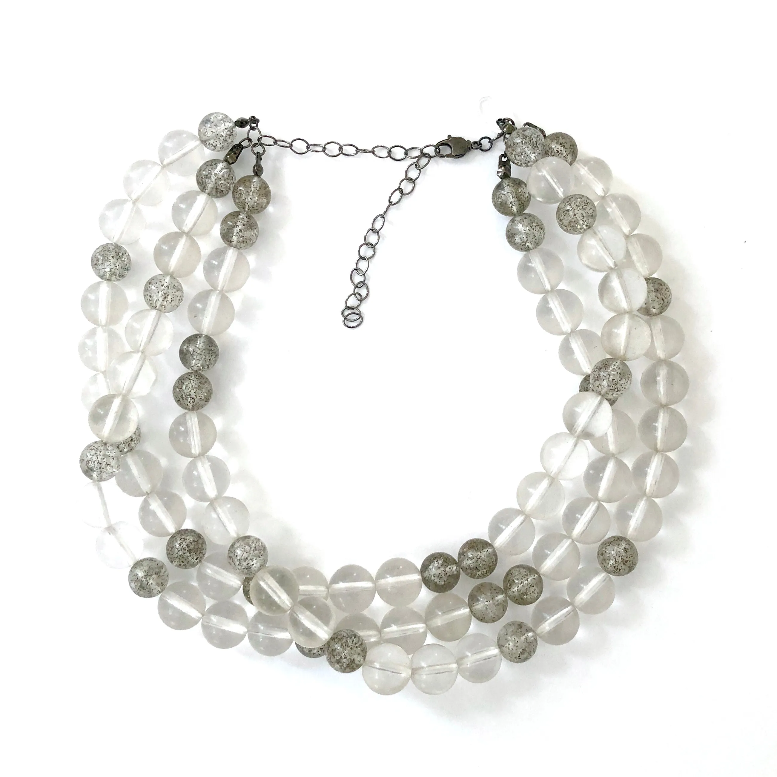 Clear Transparent Glitter Speckled Beaded Morgan Necklace