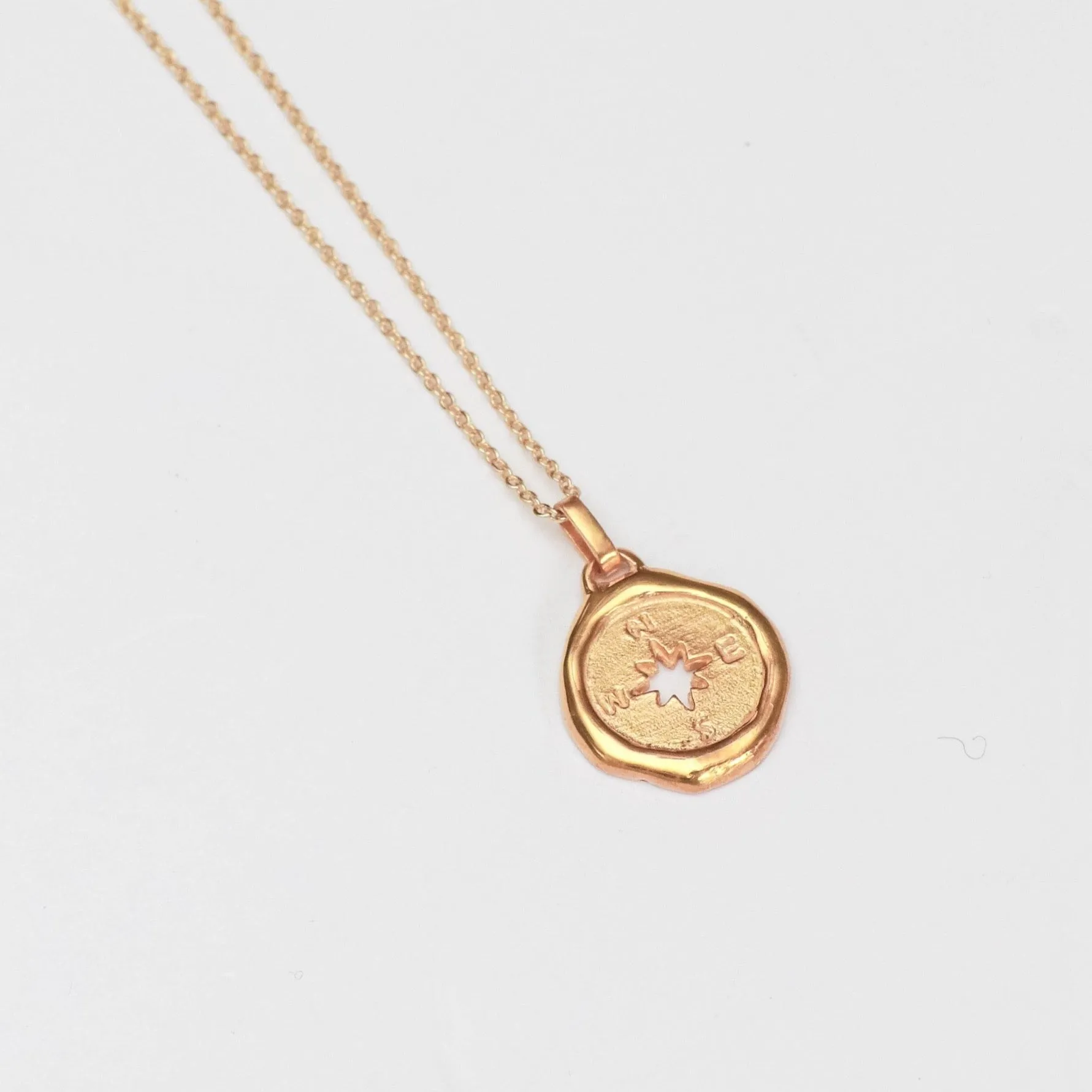 Compass Necklace, Solid Gold