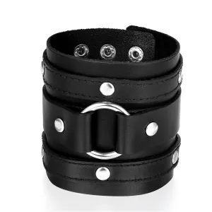 'Cryptic' Red/Black Alt PU Fake Leather Wristband