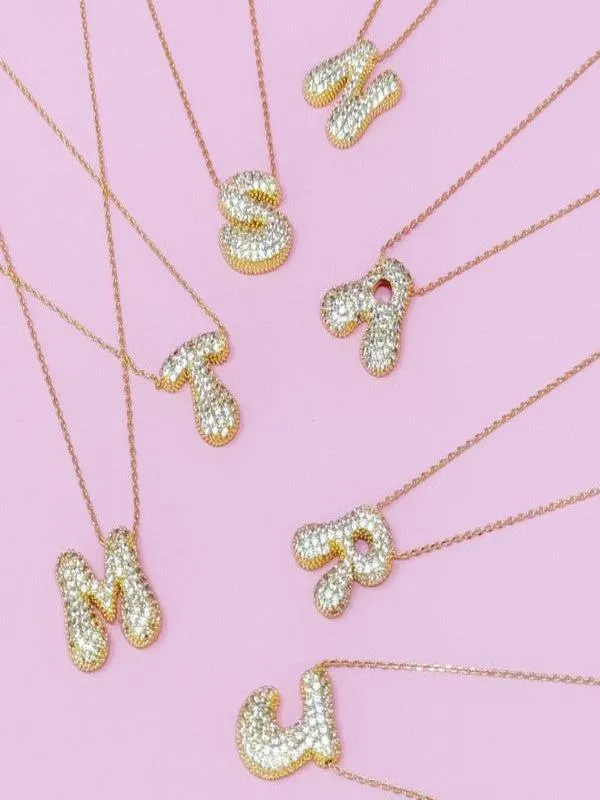 Crystal Bubble Initial Necklace