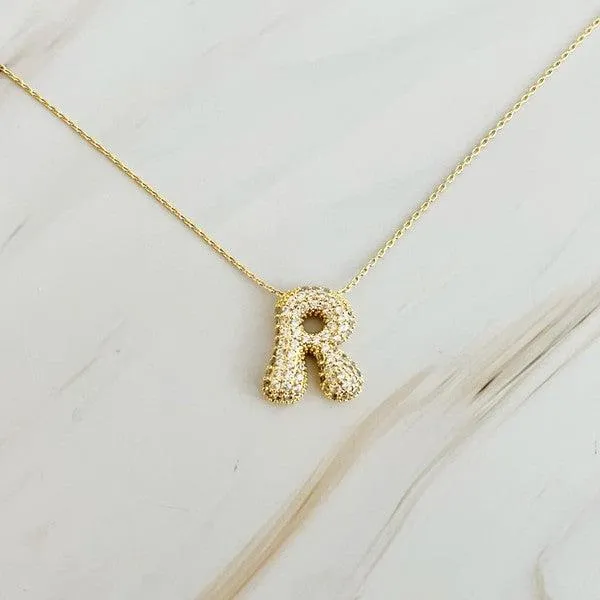 Crystal Bubble Initial Necklace