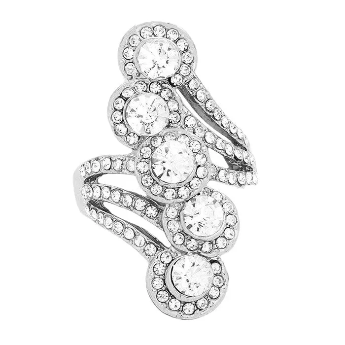 Crystal Rhinestone Rosette Cluster Stretch Ring