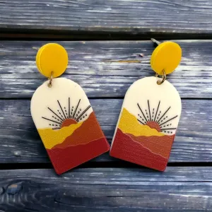 Dessert Sun Earrings - Handmade Earrings, Funky Earrings, Handmade Jewelry, Unique Jewelry, Yellow Earrings, Mountain, Arizona Dessert