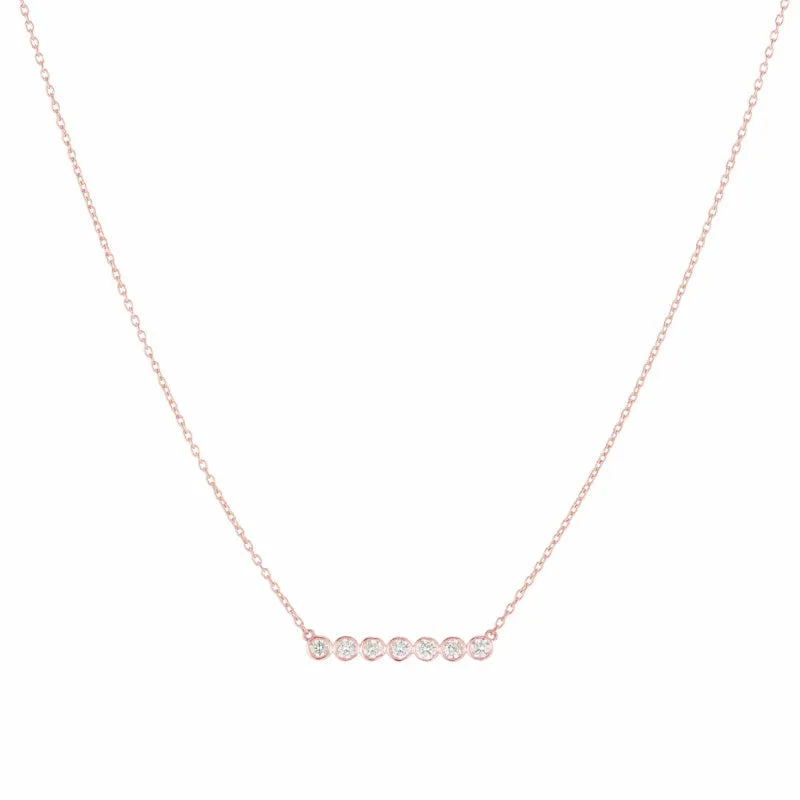 Diamond Bezel Bar Necklace, 14k (7 stones)