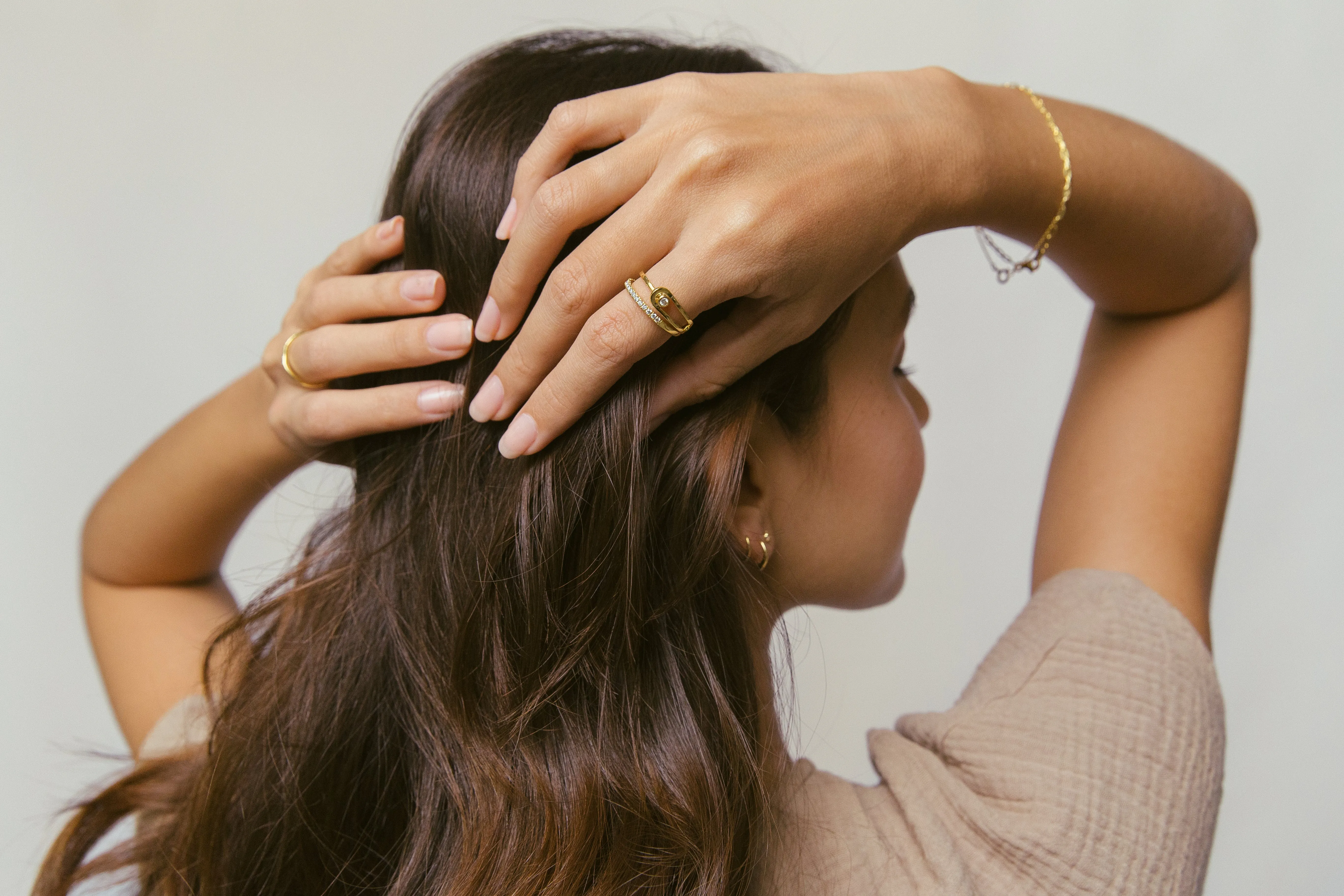 Diamond in a Loop Ring, Solid 14k Gold