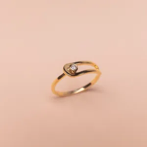 Diamond in a Loop Ring, Solid 14k Gold