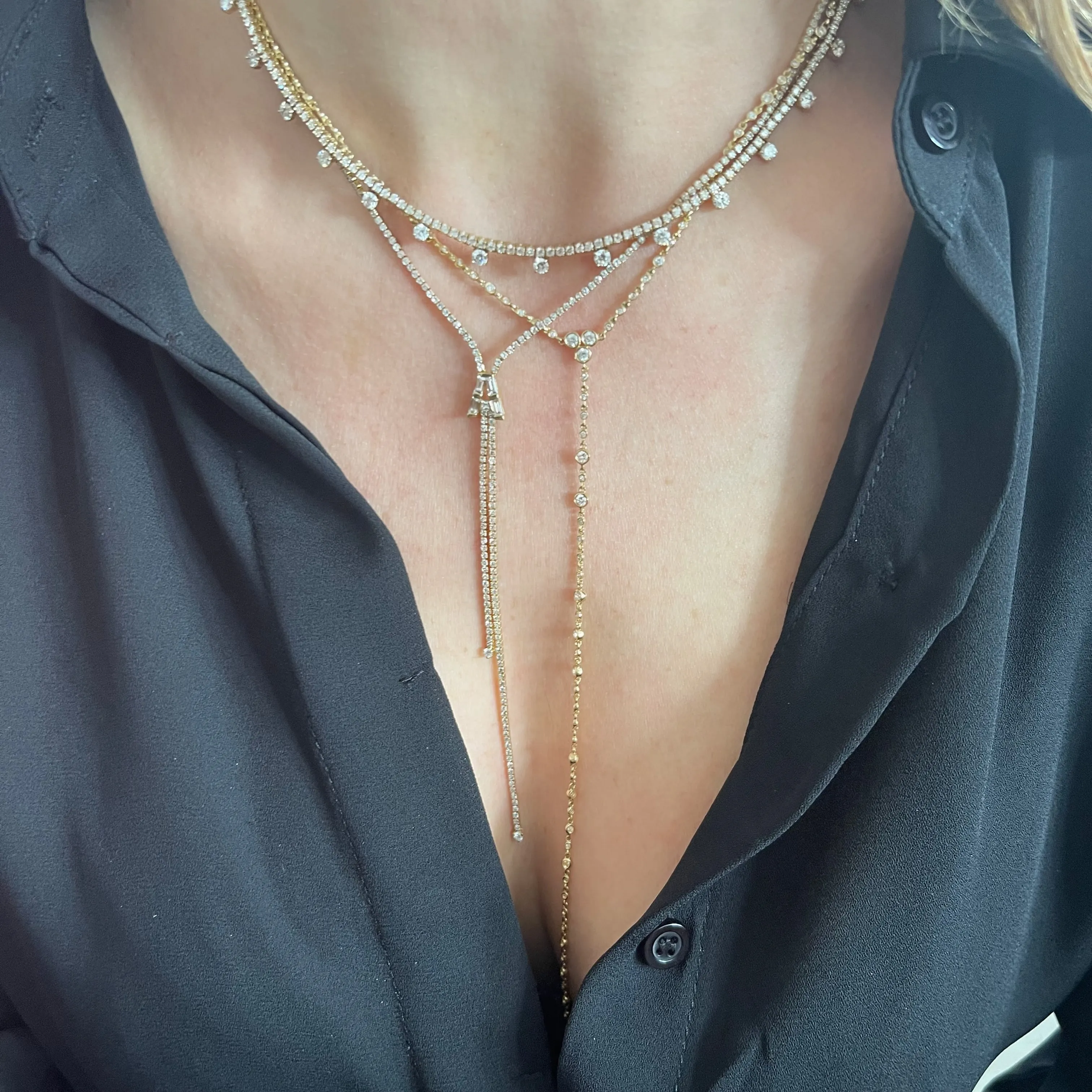 Diamond Infinity Station Y Necklace