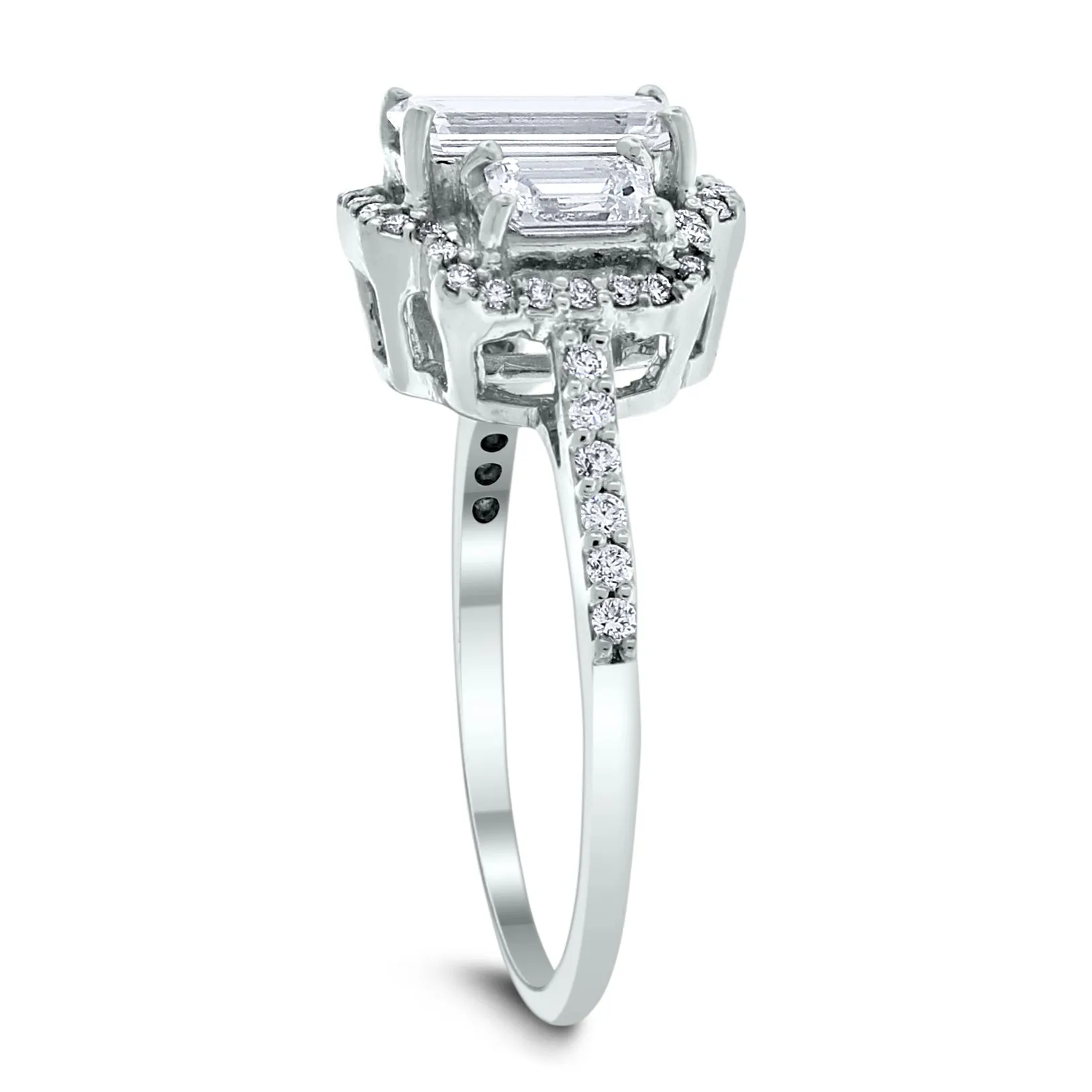 Diana Engagement Ring (0.82 ct Emerald Cut IVVS Diamond) in White Gold