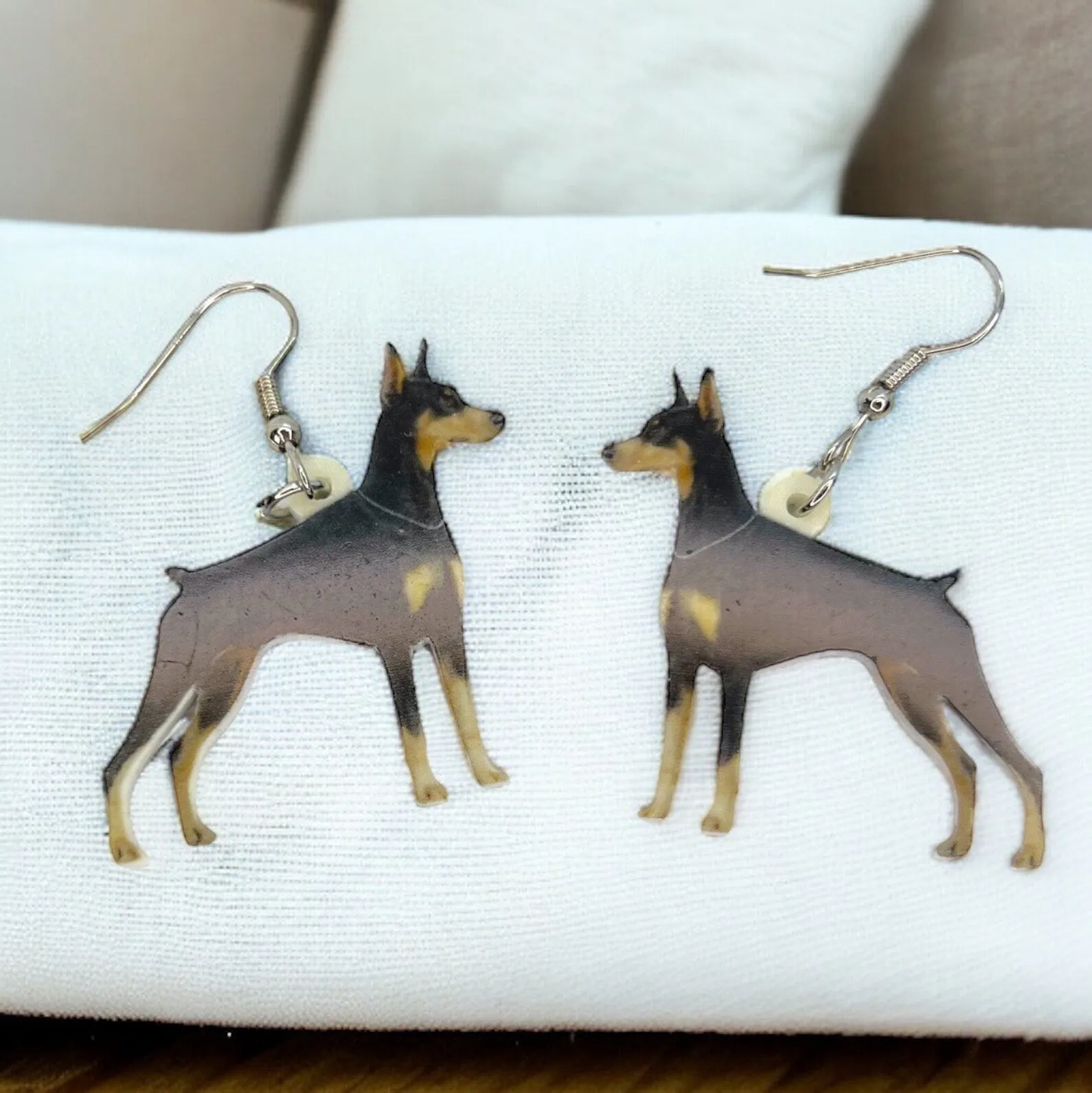 Dobermann Earrings - Dobermann Pinscher, Dog Earrings, Dog Jewelry, Dog Mom, Dobermann Dog, Handmade Earrings, Minature Pinscher, Dobermann