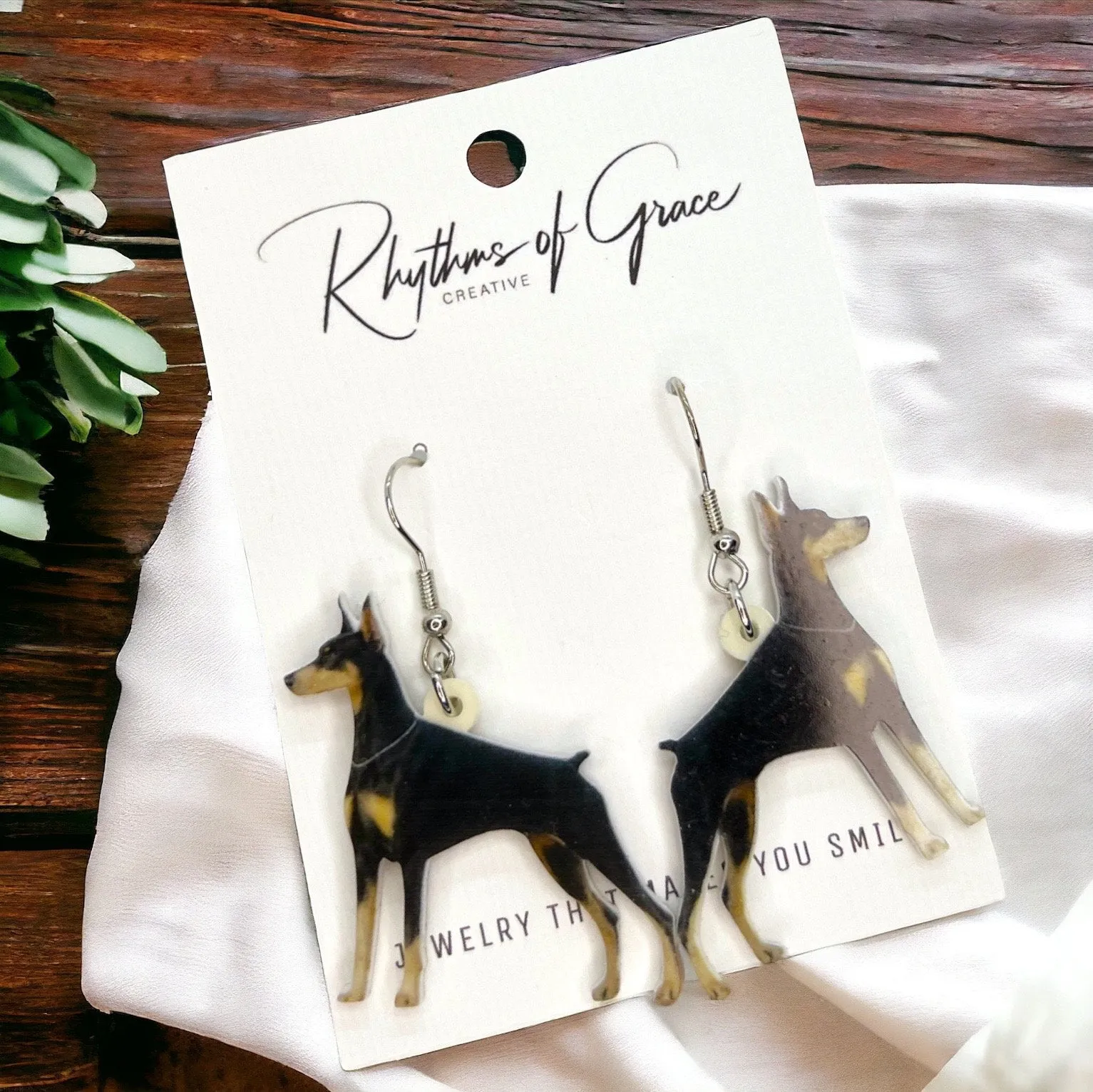 Dobermann Earrings - Dobermann Pinscher, Dog Earrings, Dog Jewelry, Dog Mom, Dobermann Dog, Handmade Earrings, Minature Pinscher, Dobermann