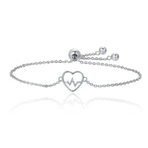 EKG Heartbeat ER Nurse Bolo Bracelet Sterling Silver