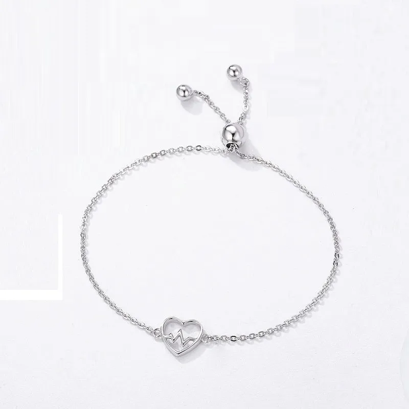 EKG Heartbeat ER Nurse Bolo Bracelet Sterling Silver