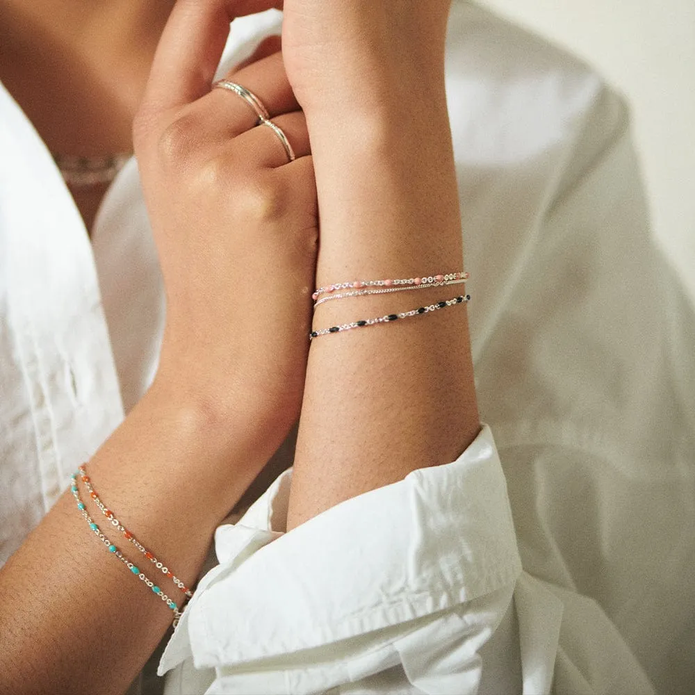 Enamel Beaded Bracelet Sterling Silver