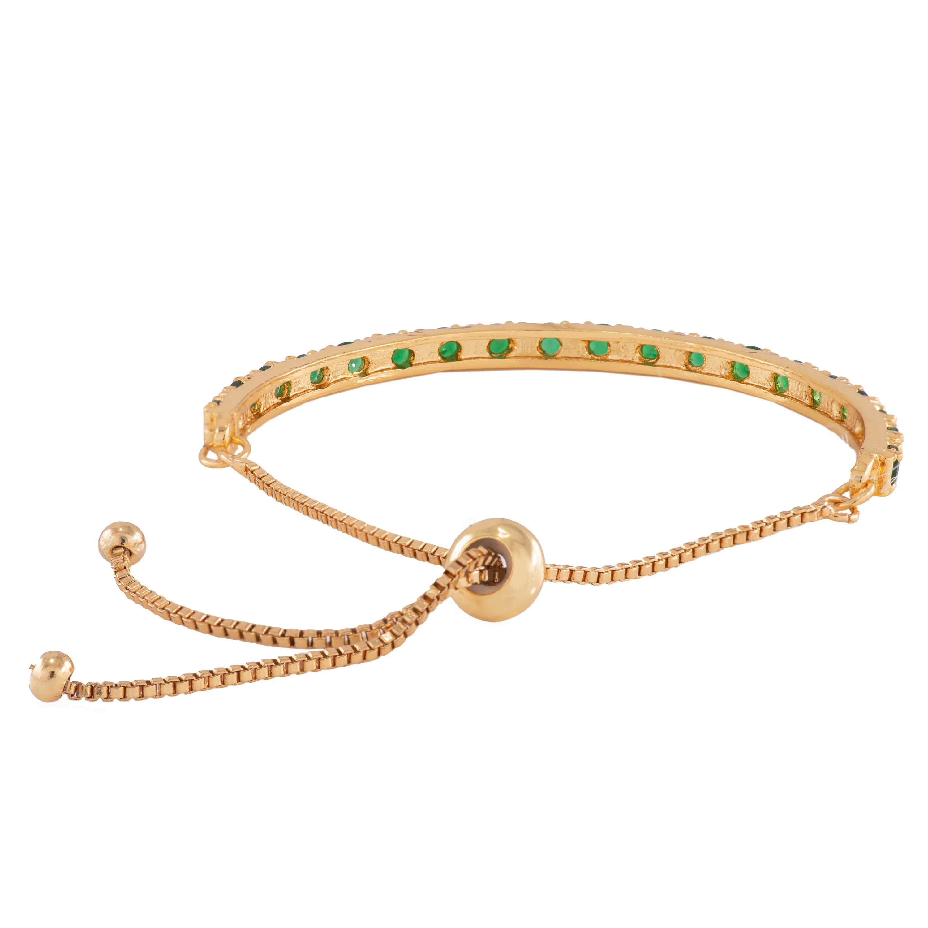 ESTELE Candy GREEN Crystal Stone Gold Plated Bracelet for women( adjustable)