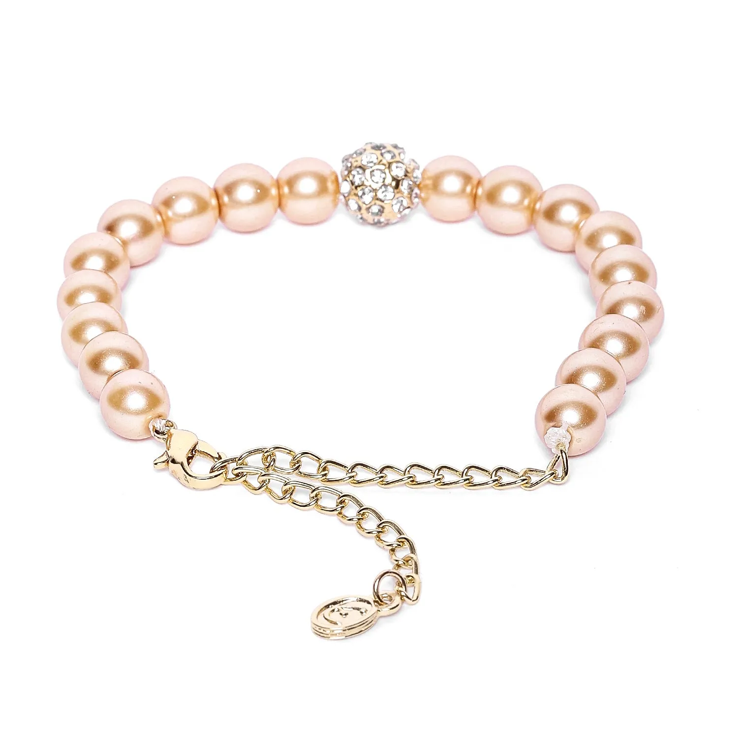 Estele - Fancy Cream Pearl Single line Bracelet with Crystal Balls