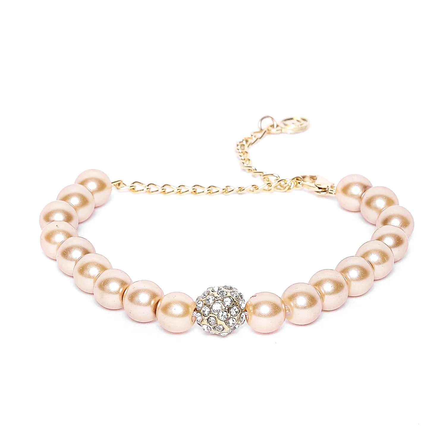 Estele - Fancy Cream Pearl Single line Bracelet with Crystal Balls