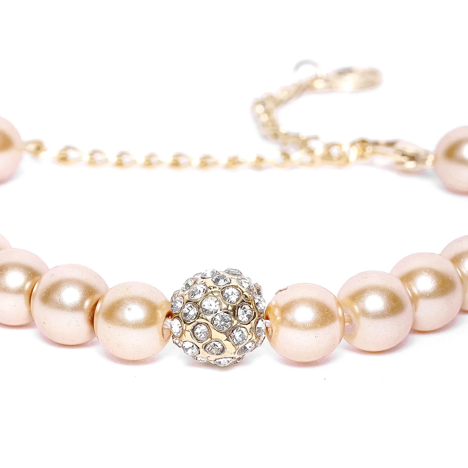 Estele - Fancy Cream Pearl Single line Bracelet with Crystal Balls