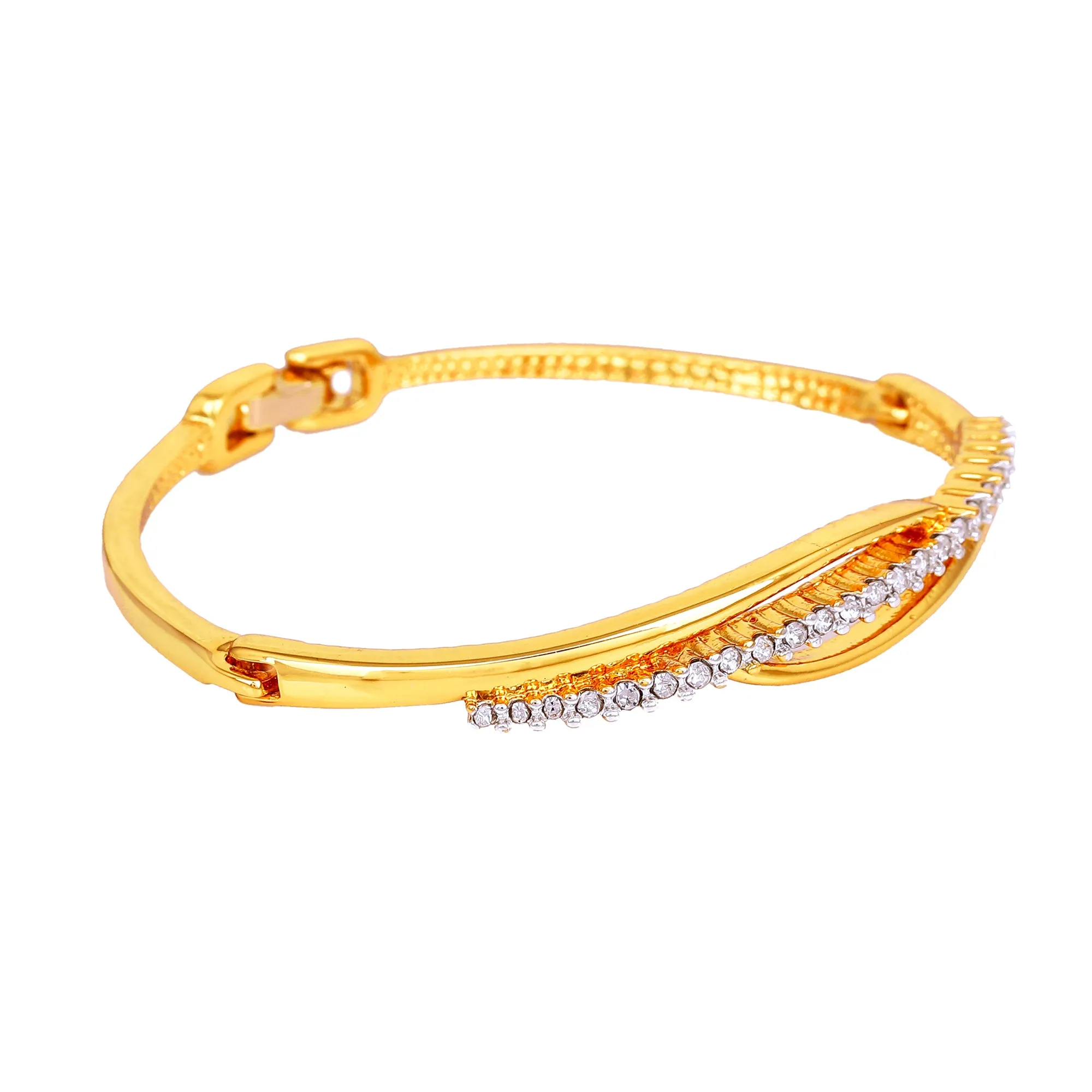 Estele Gold & Rhodium Plated Glamorous Cuff Bracelet with Austrian Crystals for Women