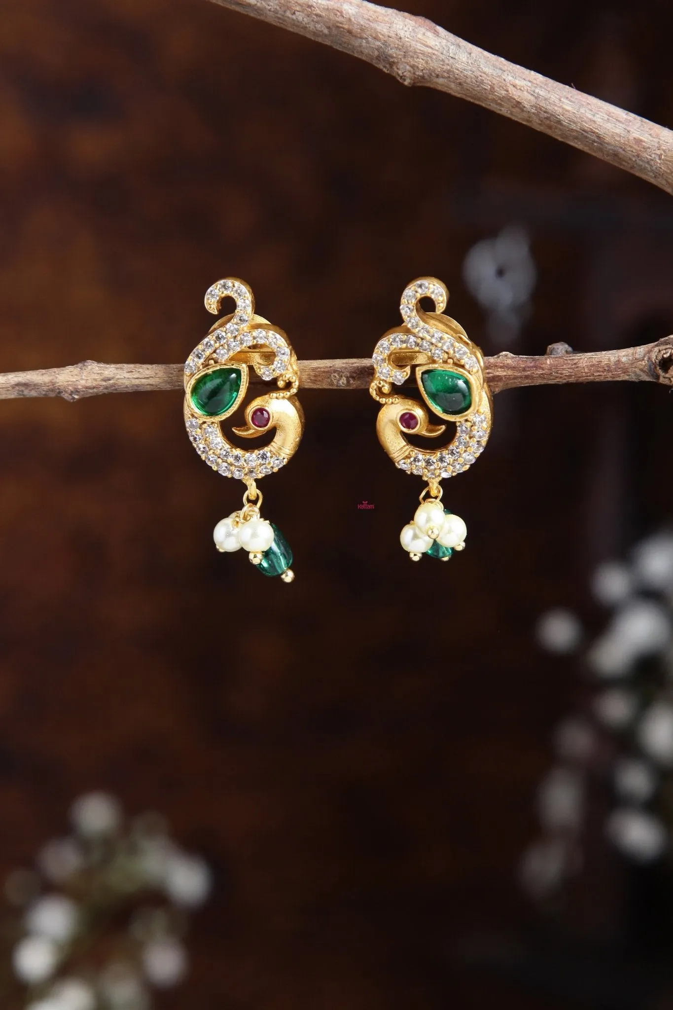 Ethnic Peacock Green Small Earring