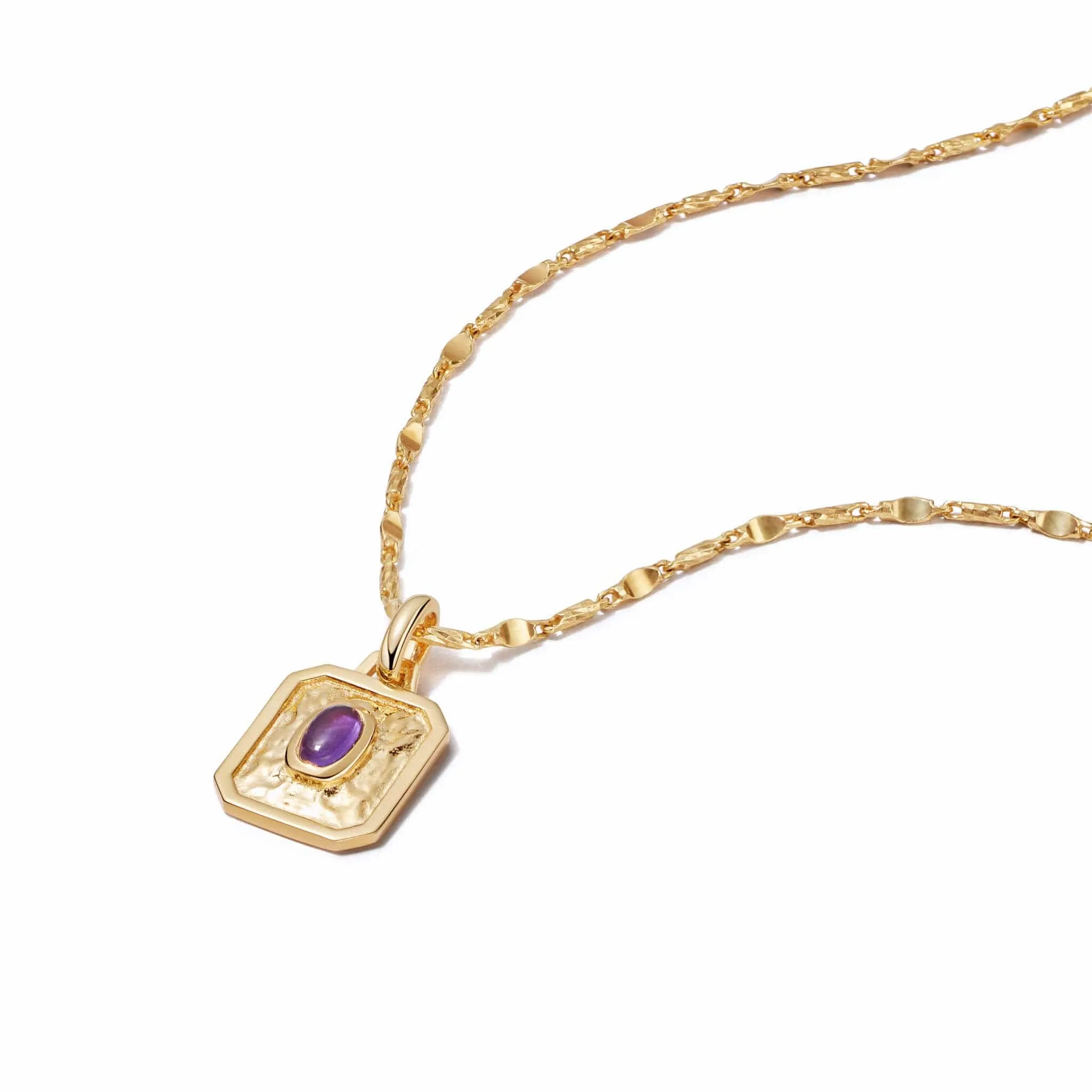 February Amethyst Birthstone Necklace 18ct Gold Plate