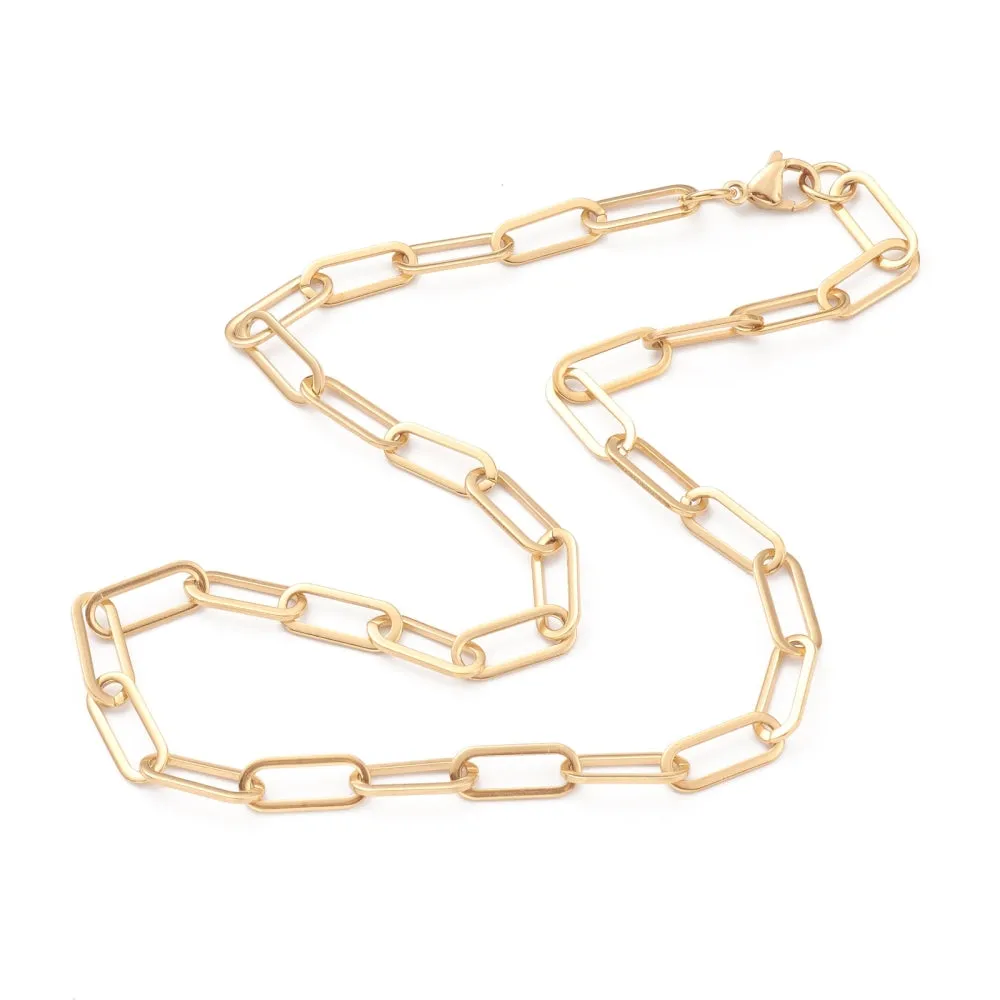 Flat Paperclip Chain - Plated Stainless - 17.75"