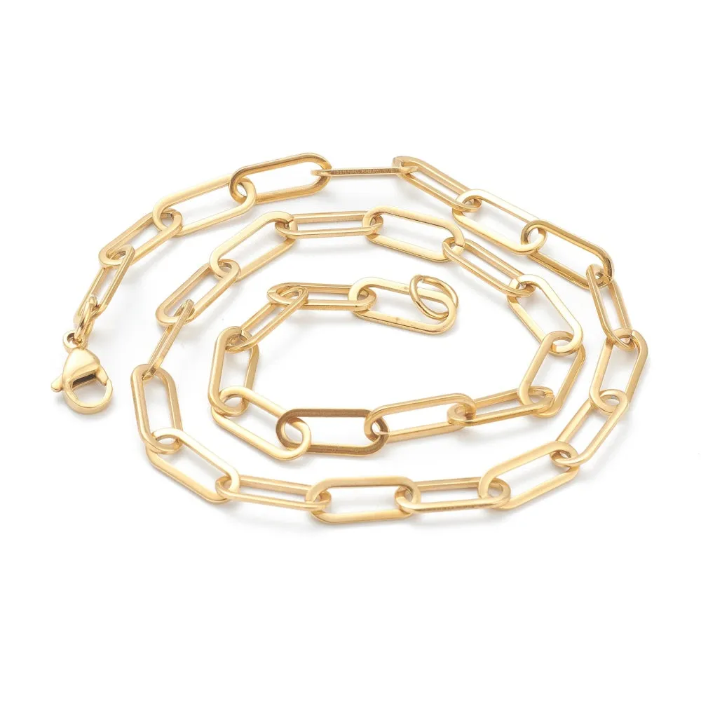 Flat Paperclip Chain - Plated Stainless - 17.75"