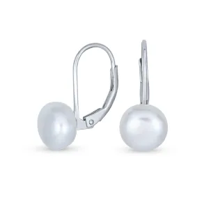 Freshwater Cultured Pearl Ball Drop Earrings Sterling Silver