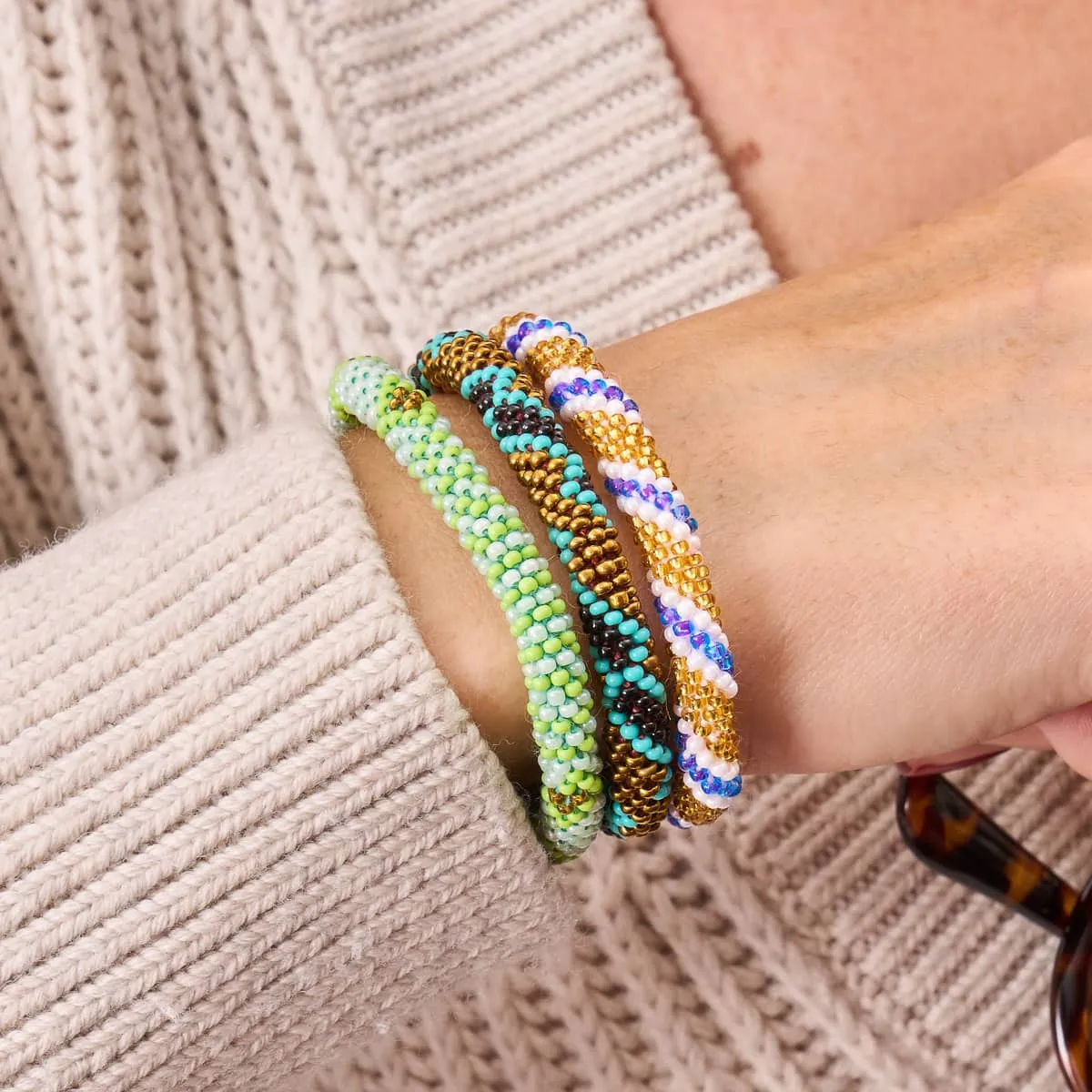 Frosted Pines | Himalayan Glass Bead Bracelet