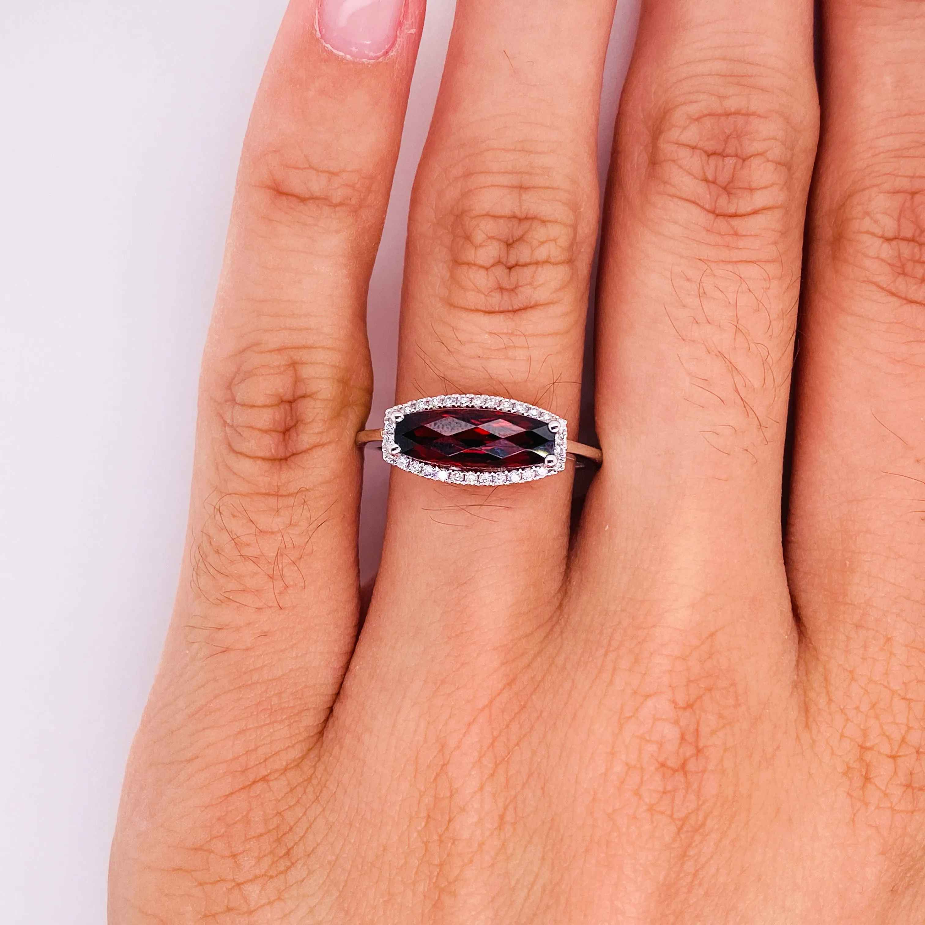 Garnet & Diamond Halo Ring