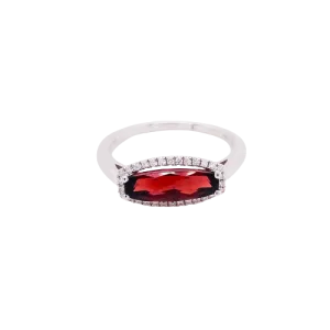 Garnet & Diamond Halo Ring