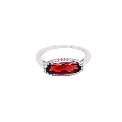 Garnet & Diamond Halo Ring