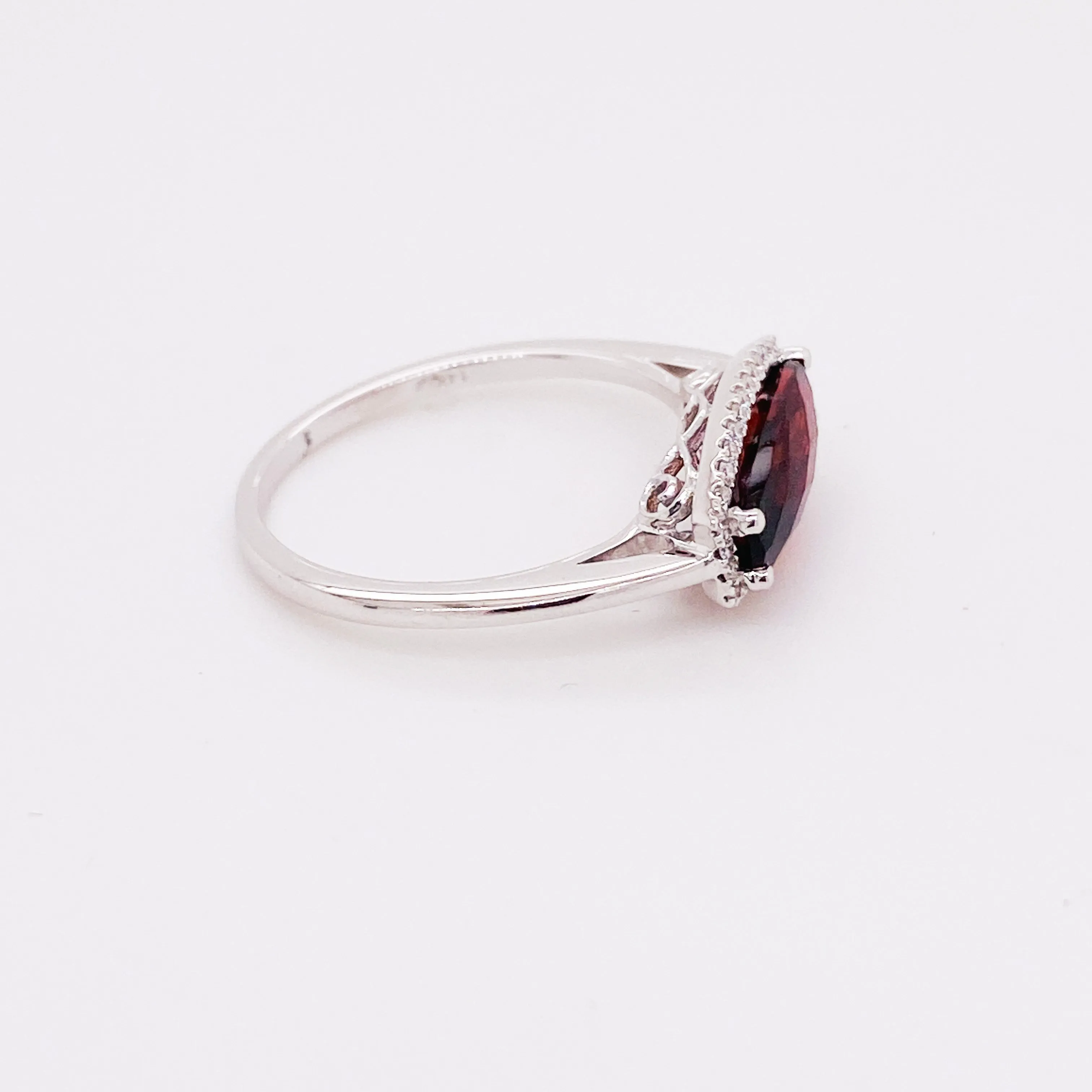 Garnet & Diamond Halo Ring