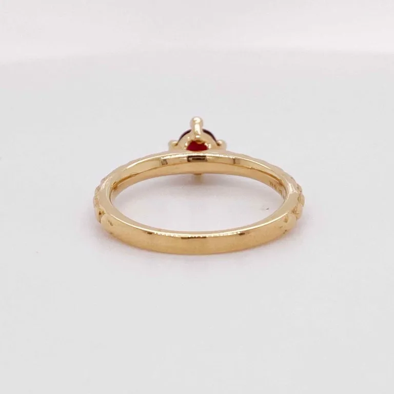 Garnet Beaded Solitaire Ring