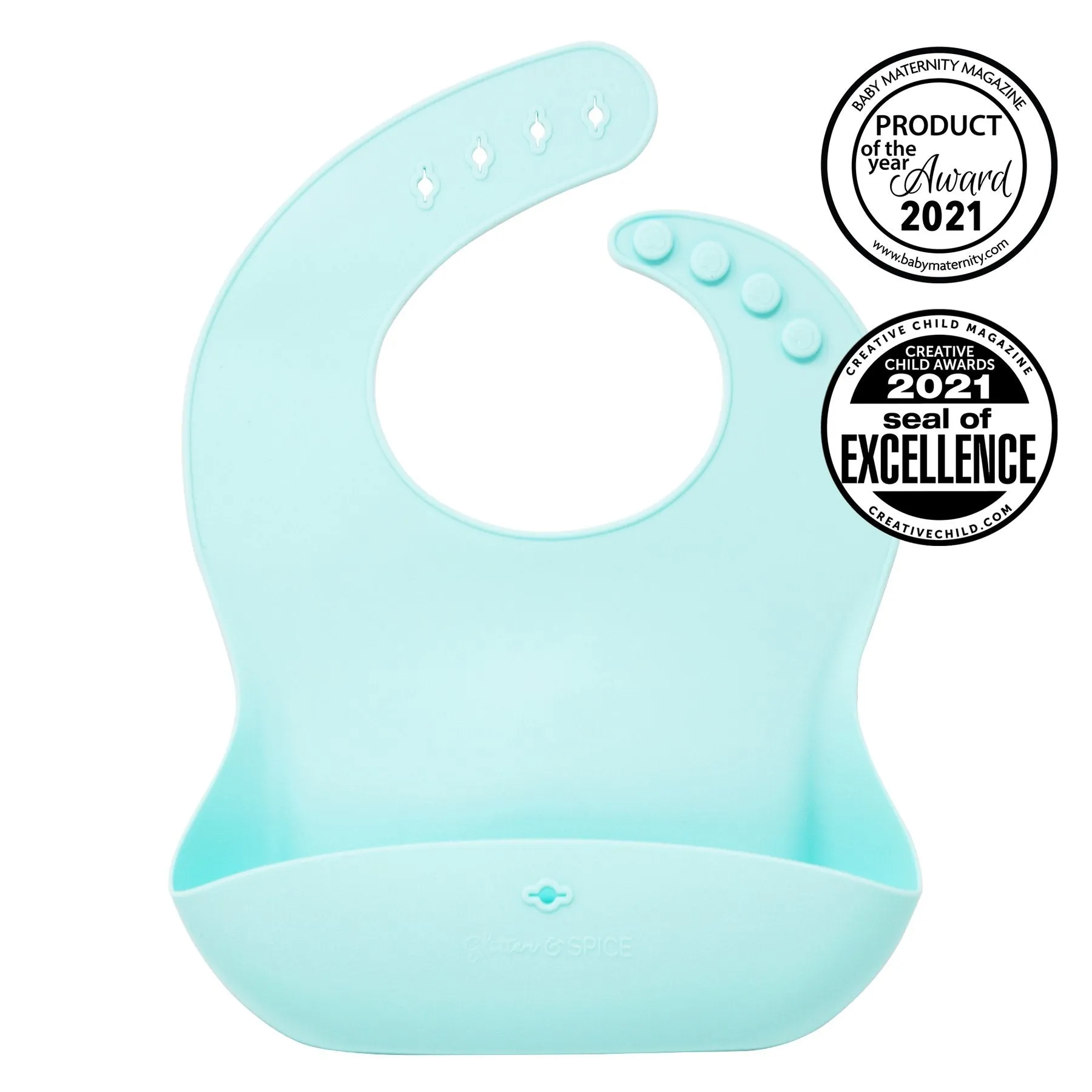 Glitter & Spice Silicone Food Bib - Tiffany Blue