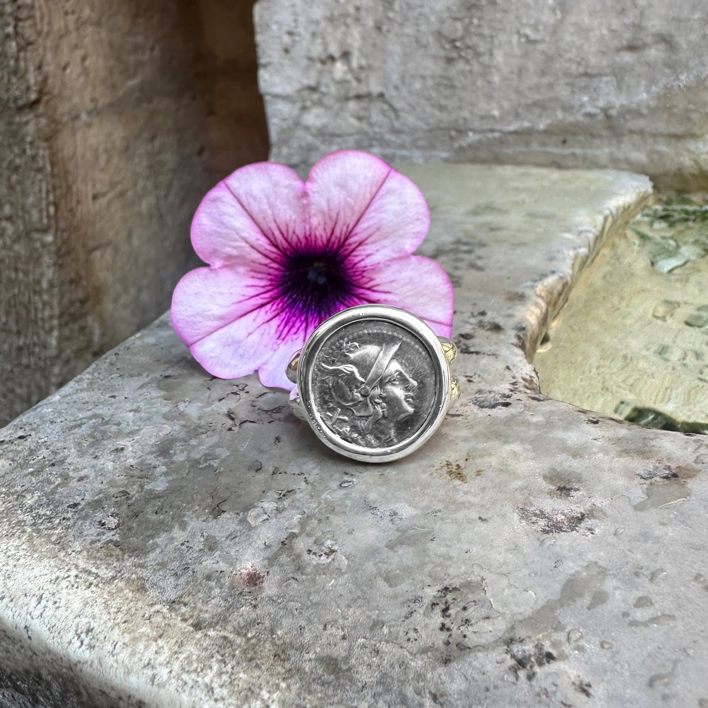 GODDESS ROME Genuine Ancient Roman Coin 3rd cent.BC Silver Ring