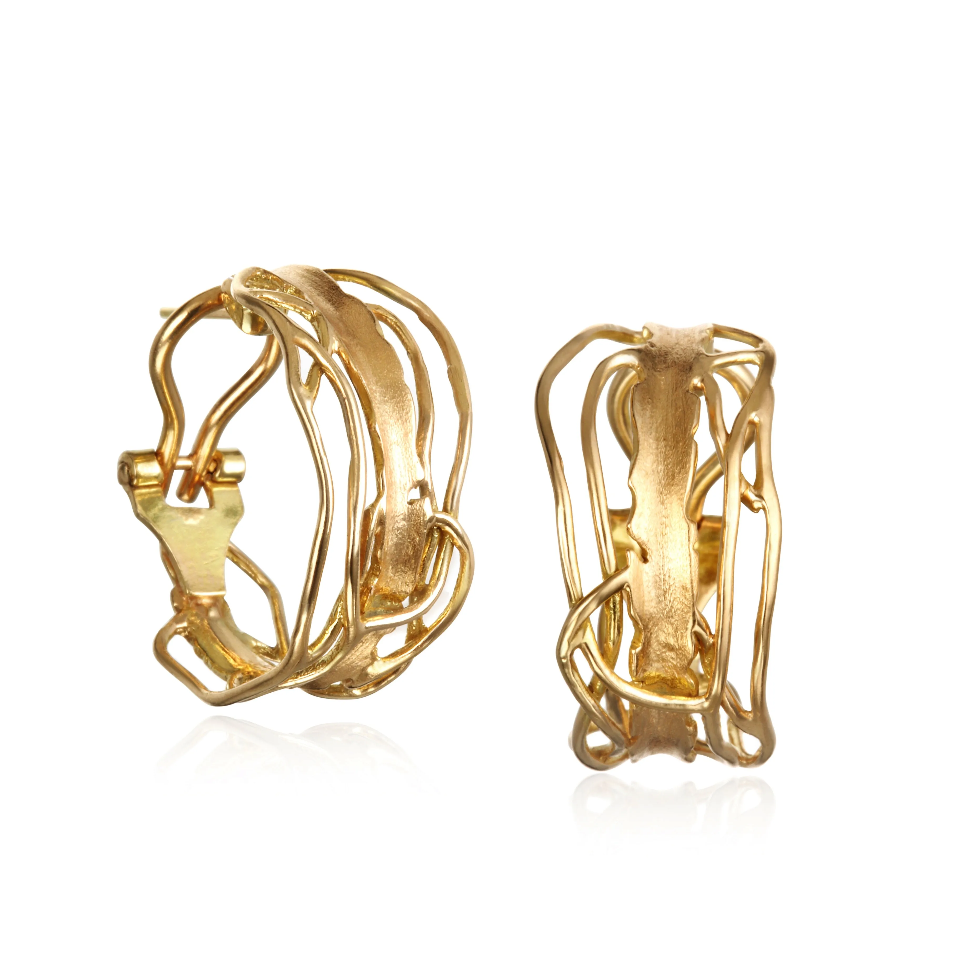 Medium-Sized Gold-Edged Hoop Earrings with Omega Clips