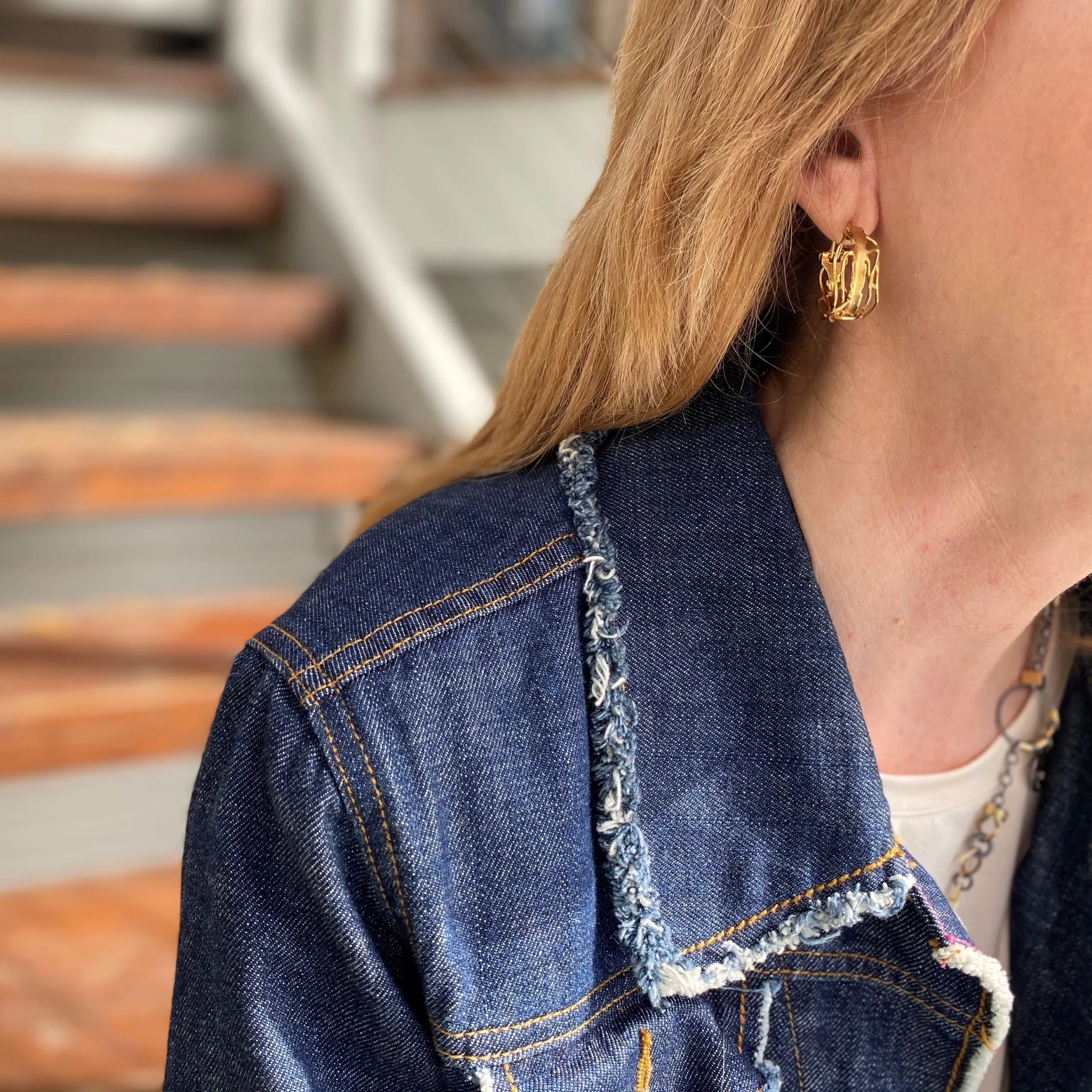 Medium-Sized Gold-Edged Hoop Earrings with Omega Clips