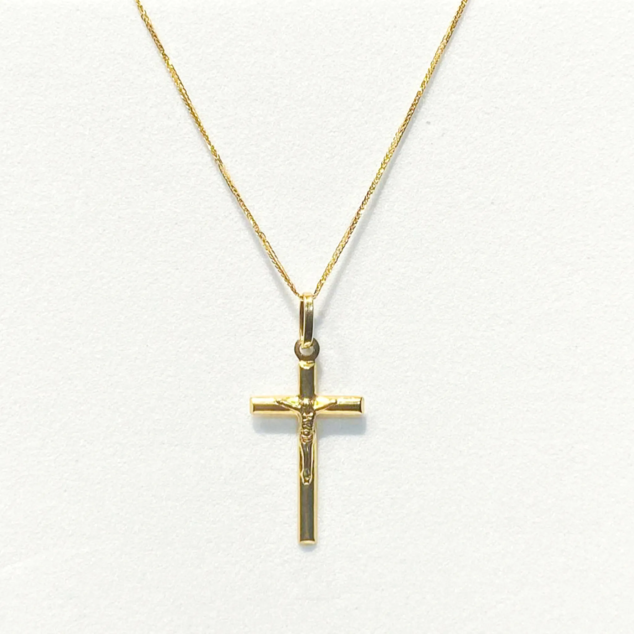 #GOLD2024 | 18K Golden Big Cross Necklace Rope Chain 17.5”