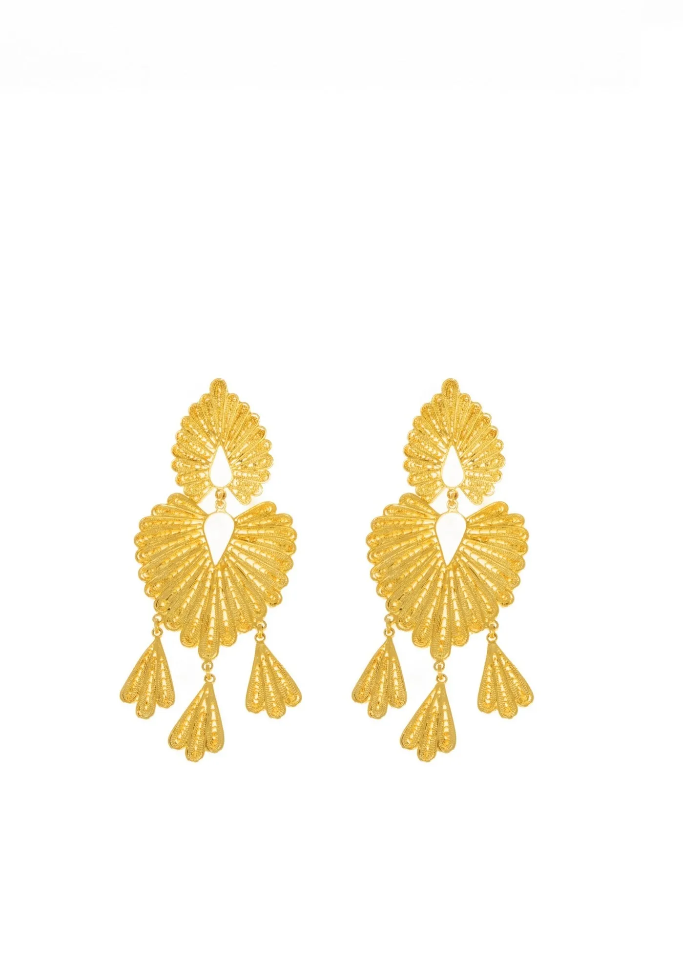 Golden Leaves Filigree Drop Earrings