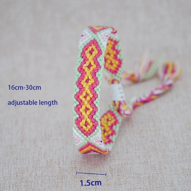 Hand Weave Braided Boho Bracelet Summer Beach Bohemian Vintage Cotton Rope String Nepal Yoga Ethnic Rainbow Woven Bracelets