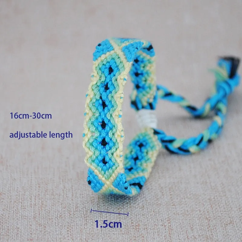 Hand Weave Braided Boho Bracelet Summer Beach Bohemian Vintage Cotton Rope String Nepal Yoga Ethnic Rainbow Woven Bracelets