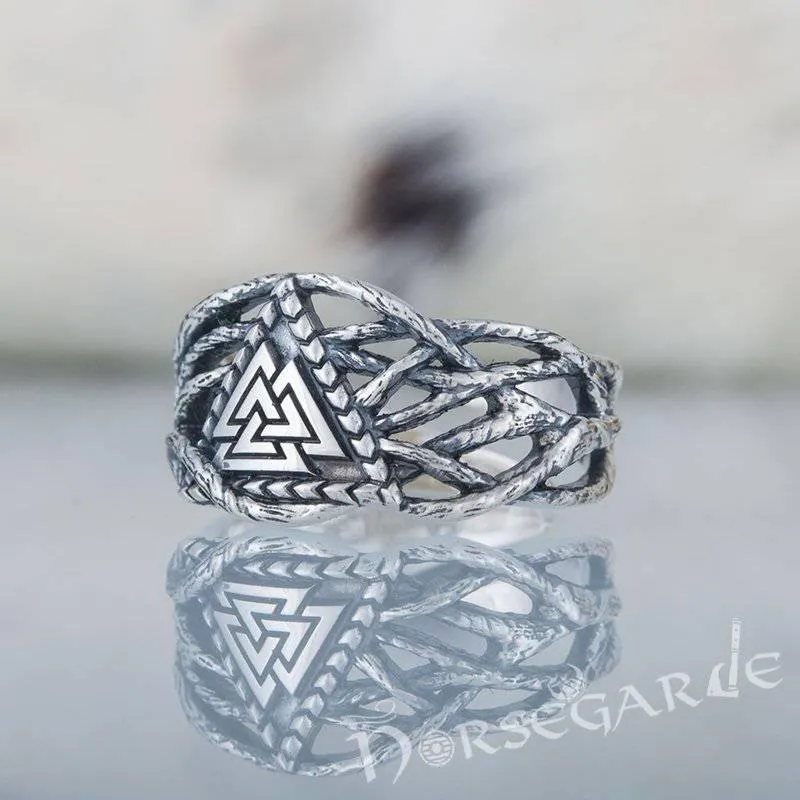 Handcrafted Brambles Valknut Band - Sterling Silver