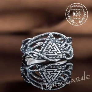 Handcrafted Brambles Valknut Band - Sterling Silver